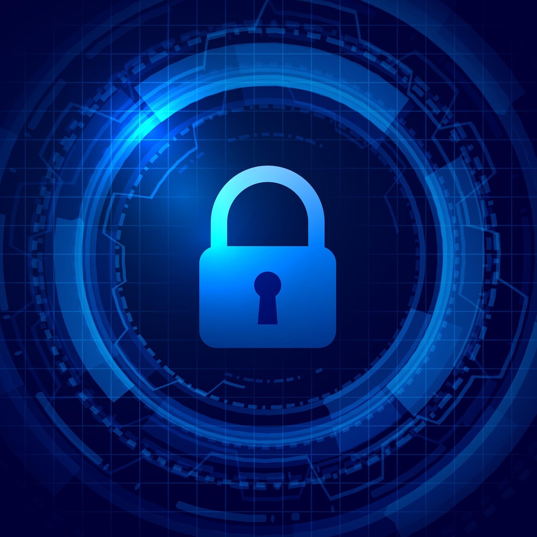 Futuristic cyber security digital lock technology